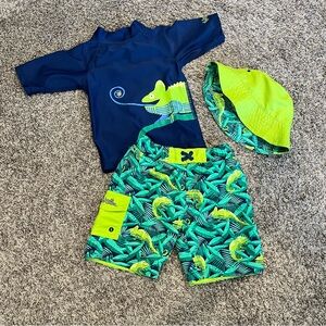 Skin Blue and Green Rashguards Swim Set